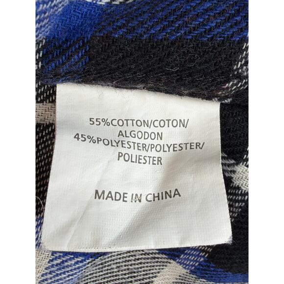 Molokai Surf Co. Flannel Long Sleeve Button Up Blue/Black/White Mens XL - Picture 6 of 6